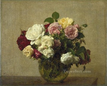 Henri Fantin Latour Painting - Roses 1885 Henri Fantin Latour